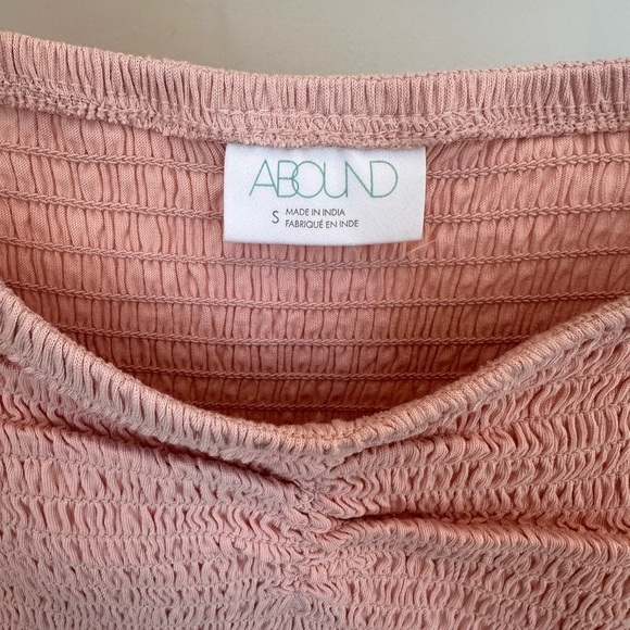 Abound Womens Lettuce Edge Trim Shirred Smocked Off-the-Shoulder Crop Top SZ S - Picture 6 of 11